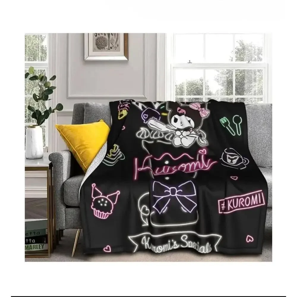 Ku romi Neon Design Throw Blanket, Black with Pink Accents, 50